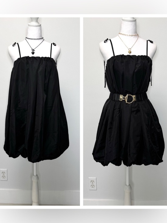 Old Navy Dresses & Skirts - Black Taffeta Bubble Hem Mini Dress NWT M Minimalist LBD Whimsygoth Formal